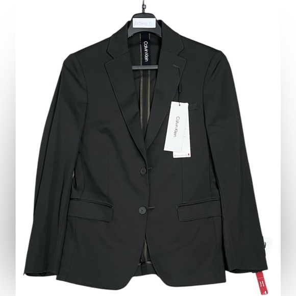 Calvin Klein Mens X Slim Fit Stretch Solid Knit Suit Jacket Dark Olive 36R New - Picture 3 of 6
